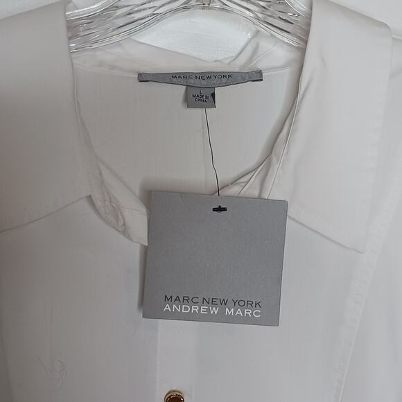 Marc New York Andrew Marc White Button Down Blouse NWT - Picture 9 of 11